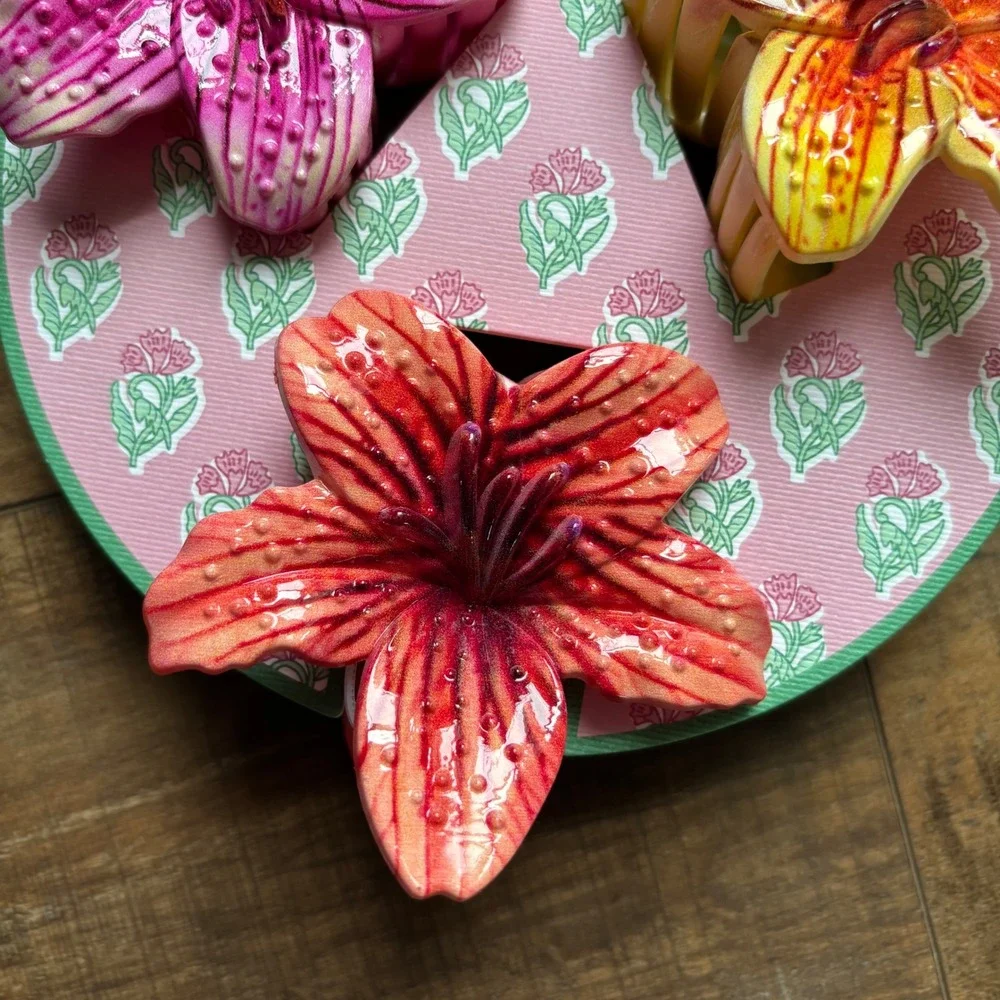 Piper K Tropical Lily Flower Claw Clips Accessories Set of 3 Tropical Coquette